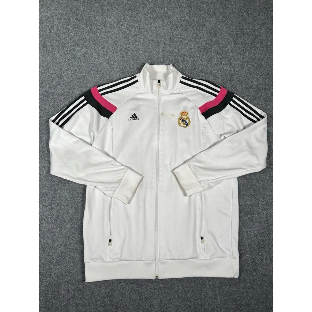 Adidas Real Madrid 2014/2015‎ Track Jacket Mens Large White Full Zip Training